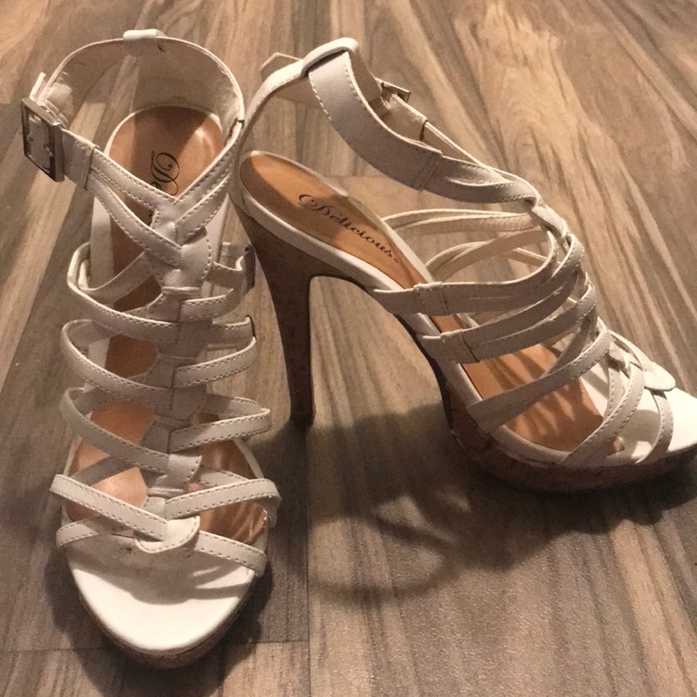 White lace heels